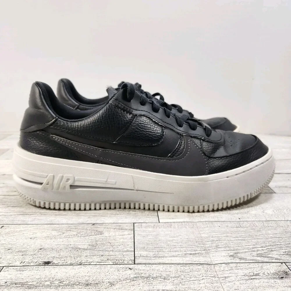 Nike‎ Women's Air Force 1 PLT.AF.ORM Leather Sneakers Size 10 Black DJ9946-001